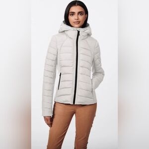 BERNARDO Light Weight Packable Jacket Light Gray Removable Hood Sz L